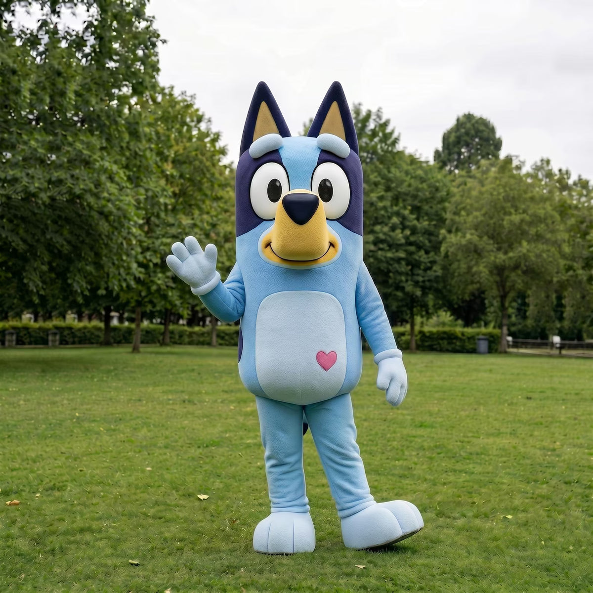 Blue Dog Mascot Costume – Waving Blue Dog Character Outfit for Parties & Events