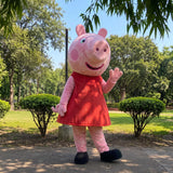 Classic Peppa Pig Mascot Costume – Waving Cartoon Character Outfit for Parties & Events