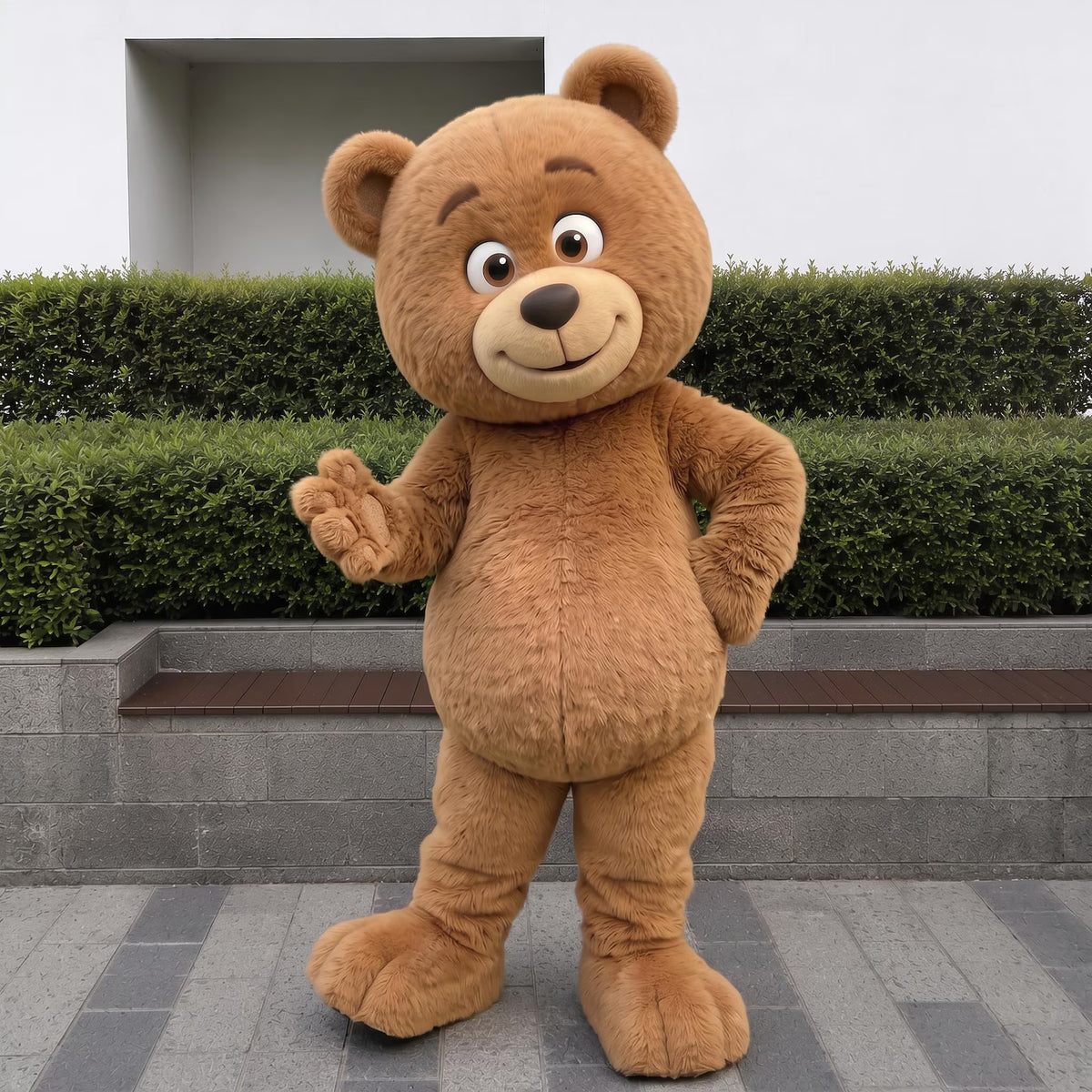 Cute Brown Bear Mascot Costume – Fluffy Teddy Character Outfit for Parties & Events
