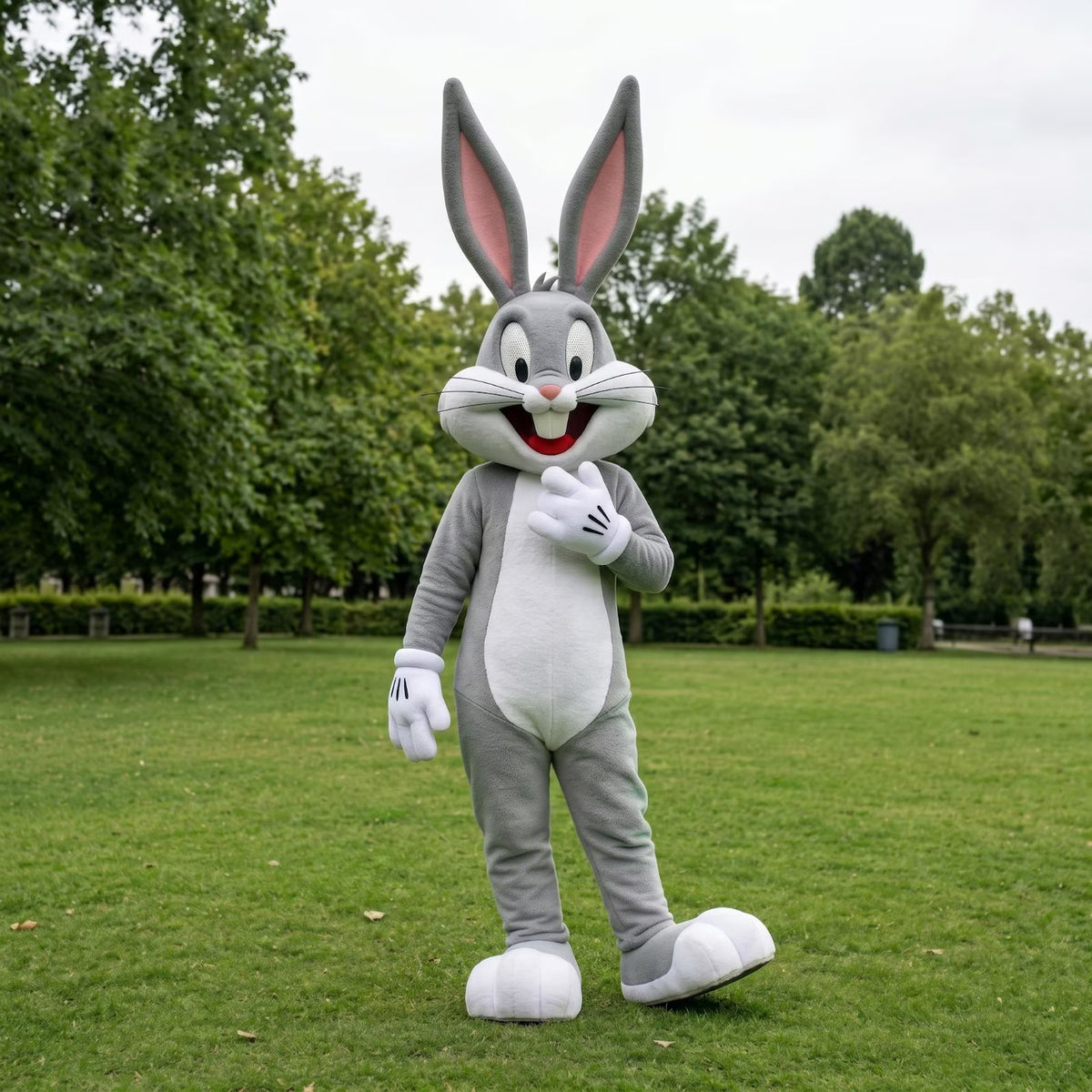 Classic Grey Bunny Mascot Costume – Full Body Adult Cartoon Rabbit Suit for Birthday Parties, Events, Stage Shows & Cosplay